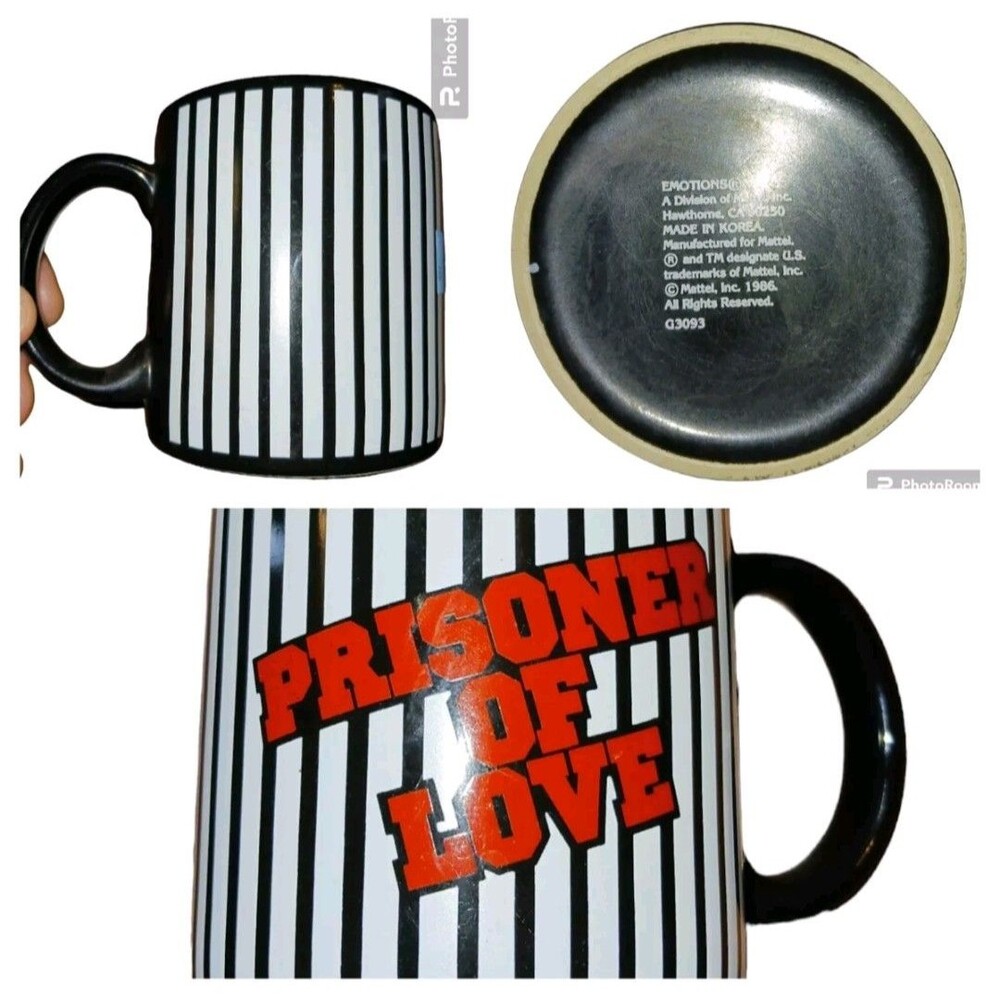 Vintage 1986 Emotions by Mattel Prisoner of Love Coffee Mug Office Swag